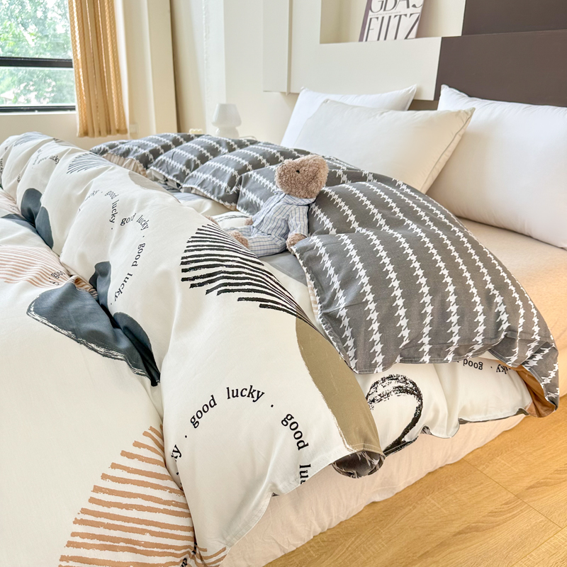 简约纯棉被套100全棉被罩三件套