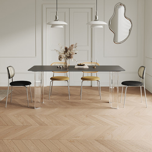 吉诺威岩板亚克力餐桌