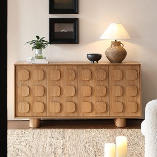 吉诺威 巧克力餐边柜诧寂风原木复古置物柜柜子靠墙一体储物柜