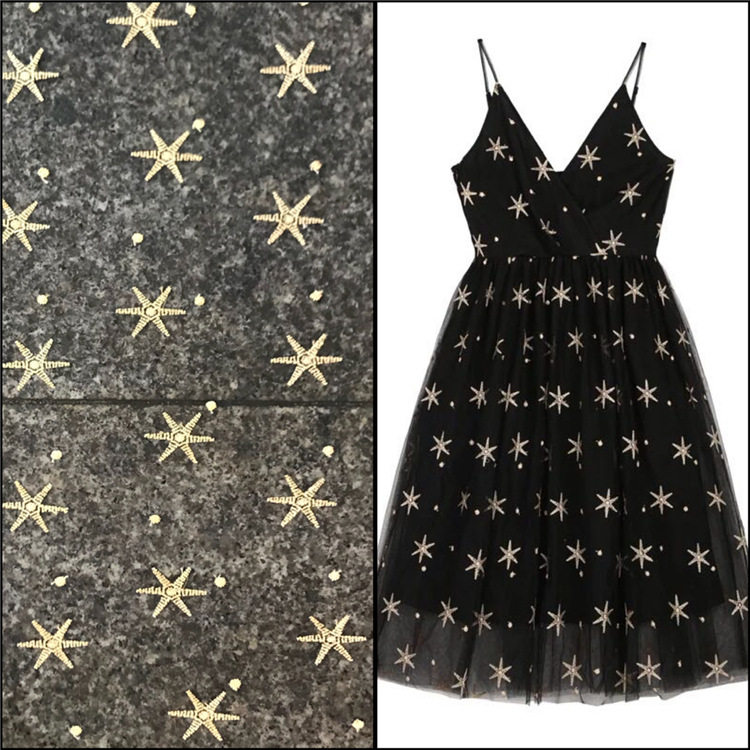 电脑绣蕾丝金线刺绣蕾丝面料 女装连衣裙服装面料 厂家现货供应