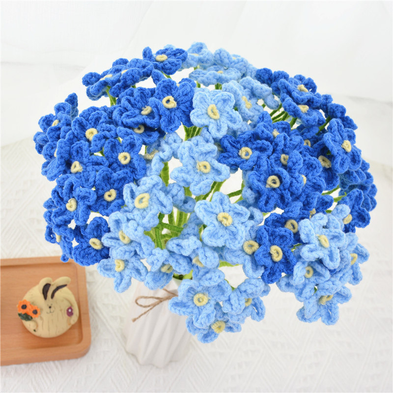 手工diy材料包编织仿真花束勿忘我自制钩针毛线情人节男女友礼物