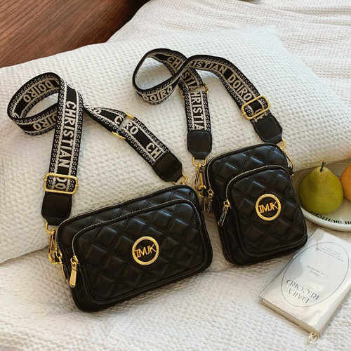 lv5&vv20时尚女士手机包宽肩带单肩斜挎包小众设计菱格绣线小方包