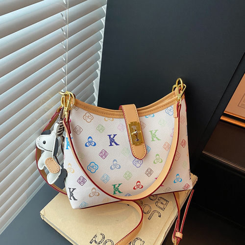 lv5&vv20腋下包包彩色字母印花小托特包女时尚百搭通勤单肩斜挎包