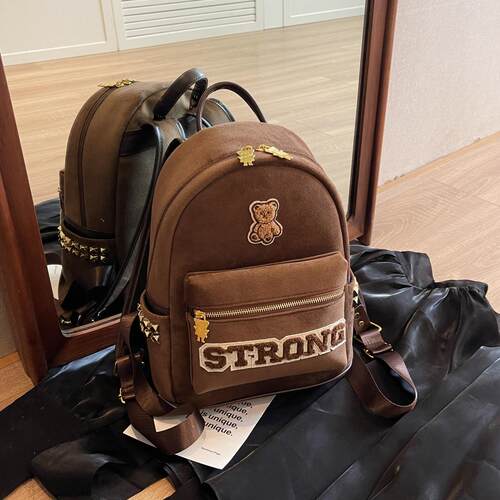 lv5&vv20休闲轻便百搭女式双肩包通勤帆布后背包秋冬季学生小书包