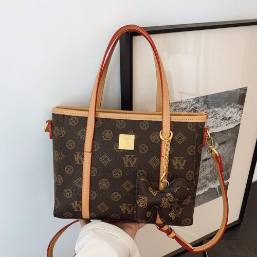 lv5&vv20包包女时尚老花印花托特包菜篮子拼接手提包斜挎包大容量