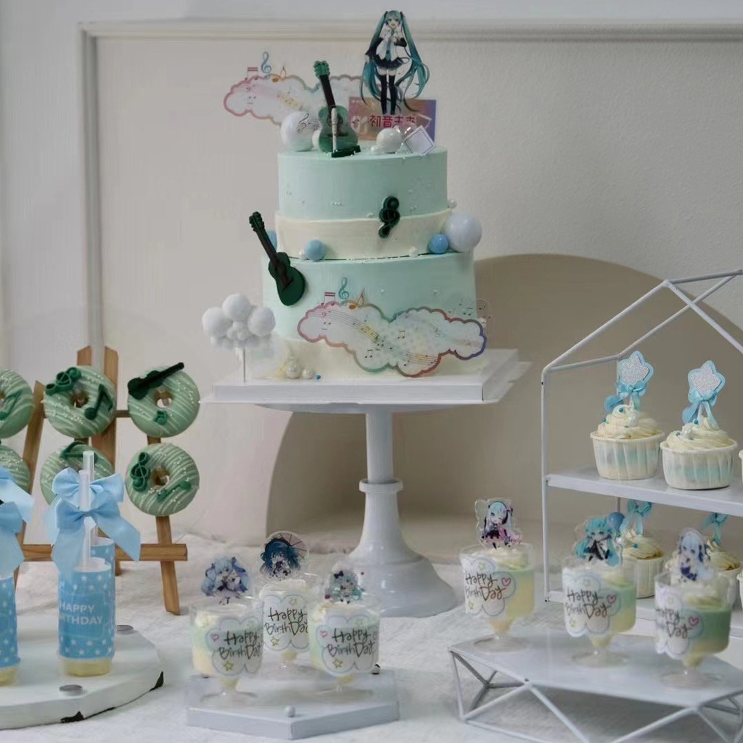 初音未来动漫主题甜品台生日蛋糕同城配送上海苏州厦门昆山吴江