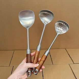 316不锈钢小锅铲花梨木柄迷你炒菜小铲子汤勺户外家用宿舍短柄铲