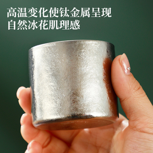 甄义堂99.9%结晶钛杯双层水杯露营便携式 茶杯高端马克杯宝宝喝水