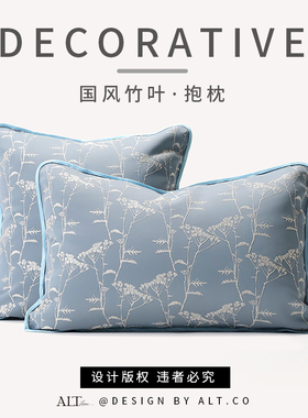 蓝色沙发抱枕套床头靠背不含芯简约客厅轻奢高级感方形床上靠枕头