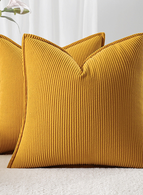 方形沙发抱枕套不含芯客厅轻奢高级感黄色靠垫床头靠枕床上靠背枕