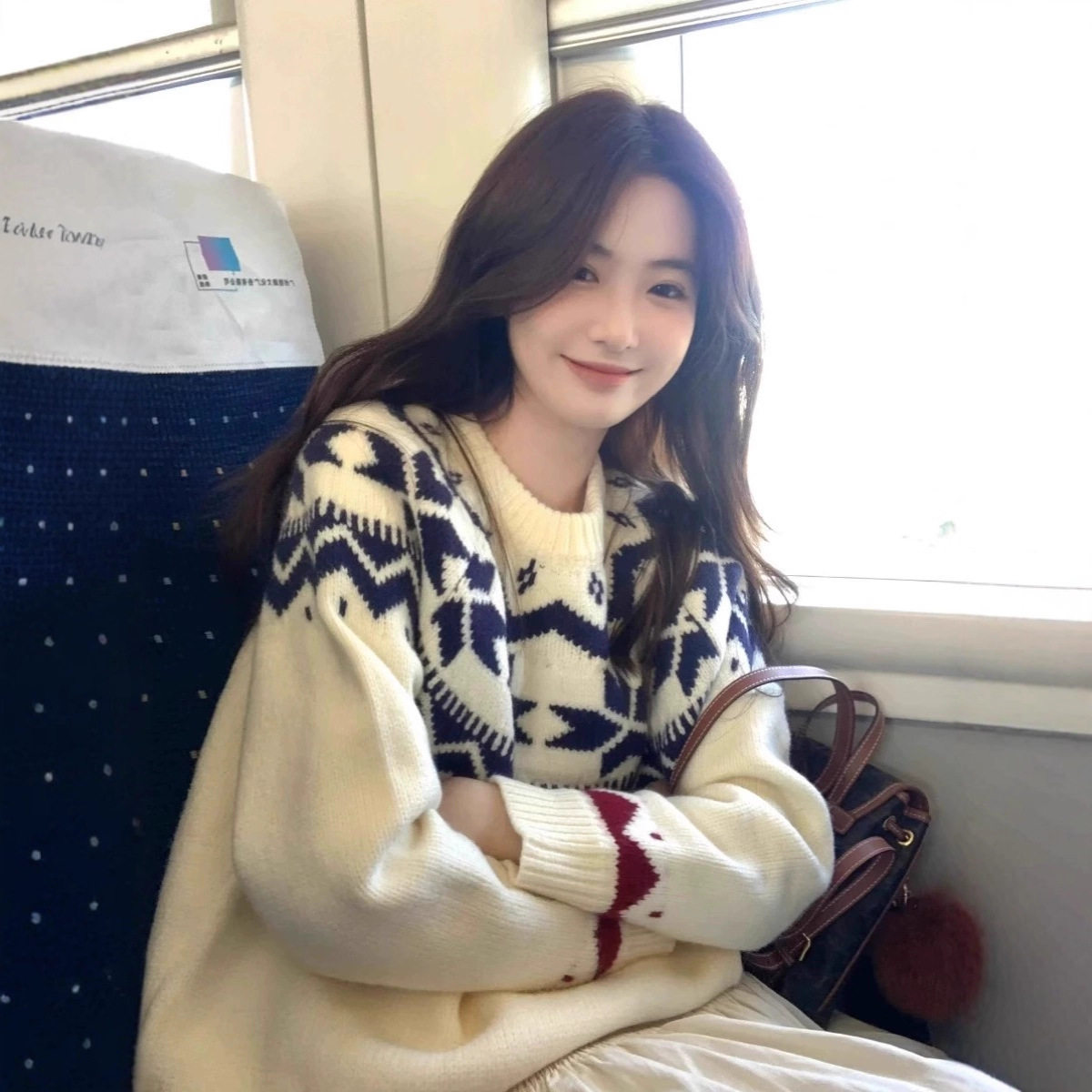 费尔岛毛衣女秋冬2025新款宽松慵懒风软糯圣诞氛围感套头小众上衣