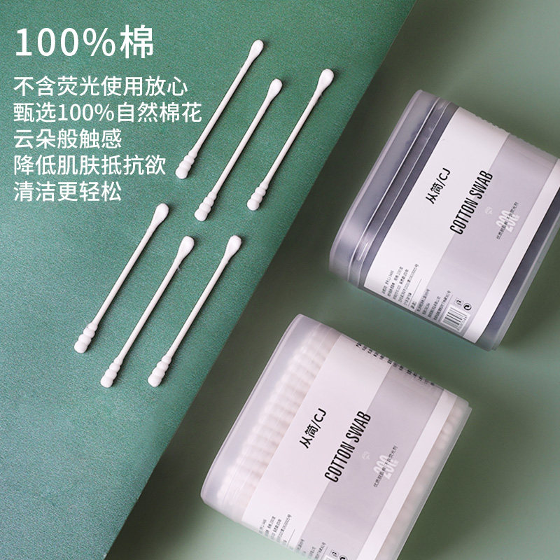 掏耳清洁棉花签黑白两色脱脂棉大人扣耳勺头化妆螺旋头纸轴棉签棒图片