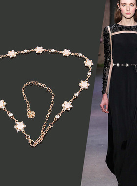 梦思隆水钻镶嵌腰链装饰腰带女配裙子时尚简约百搭毛衣链链条配饰