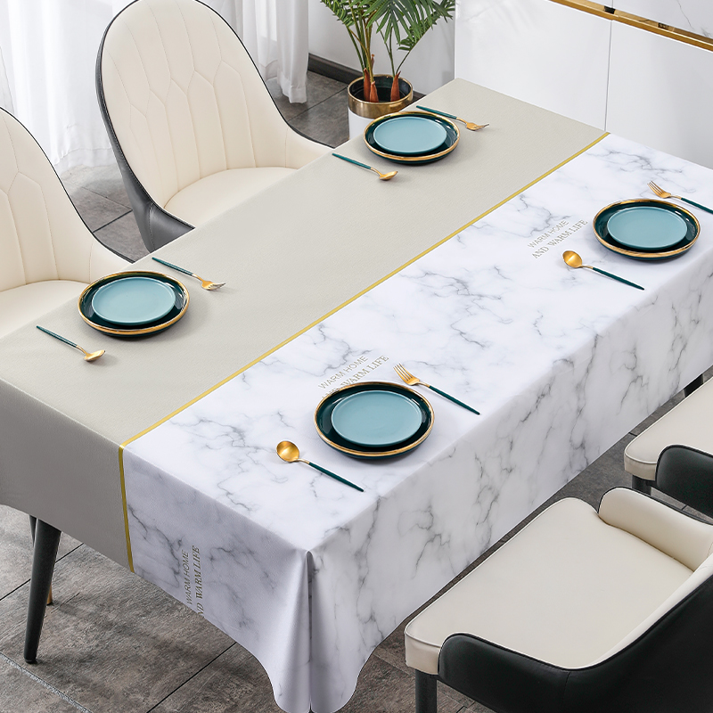 ins风桌布防水防油防烫免洗餐桌垫长方形pvc茶几台布轻奢高级感