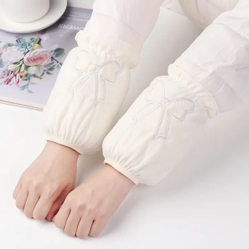 袖套短款女秋冬绒布蝴蝶结韩版护袖时尚防污护袖家务办公防脏袖头