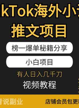 TikTok海外小说推文项目榜一爆单秘笈分享新玩法在家挣钱项目副业