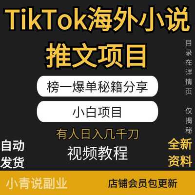 TikTok海外小说推文项目榜一爆单秘笈分享新玩法在家挣钱项目副业