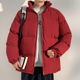 外套美式 酒红色棉服男士 冬季 痞帅潮牌面包服棉袄设计感多拉链棉衣
