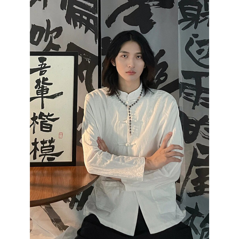 新中式盘扣马褂中山唐装立领