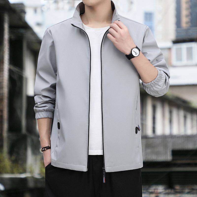 早秋薄外套男士春秋款休闲运动夹克初秋季拉链上衣服男装防风风褛