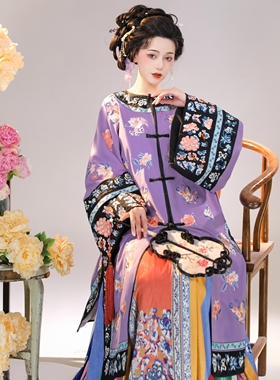 柒小乔原创 清汉女对襟圆领 月华马面裙 重工刺绣清代服饰 非汉服