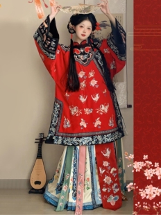 柒小乔原创  晚清云肩清汉女马面凤尾裙 重工刺绣清代服饰 非汉服