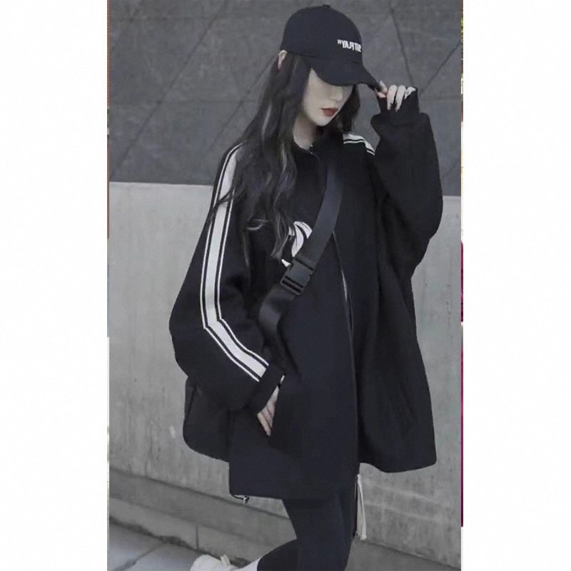 美式立领风衣外套女春秋欧货设计感运动中长款宽松卫衣开衫棒球服