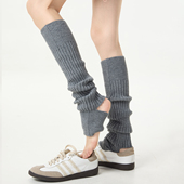 瑜伽踩脚堆堆袜套袜子女中筒袜秋冬款 保暖配鲨鱼裤 y2k针织小腿套