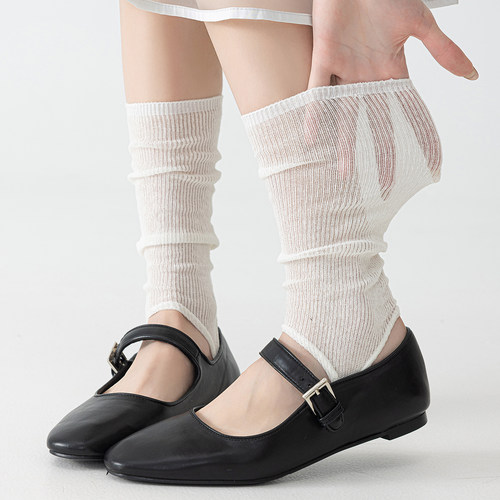 踩脚袜套袜子小腿袜白色堆堆袜
