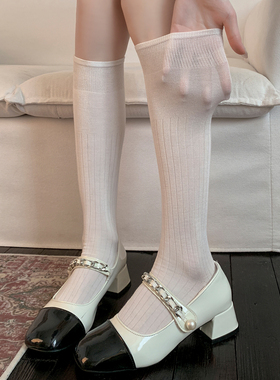 袜子女白色小腿堆堆袜夏季薄款miu系芭蕾风配玛丽珍鞋日系JK长袜