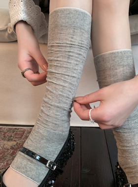 芭蕾风袜子女白色堆堆袜踩脚小腿袜夏季薄款灰色miu系长筒袜夏天