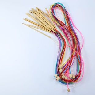 编织工具毛衣针1.2米加长带珠防脱线钩针 阿富汗地毯钩针12根