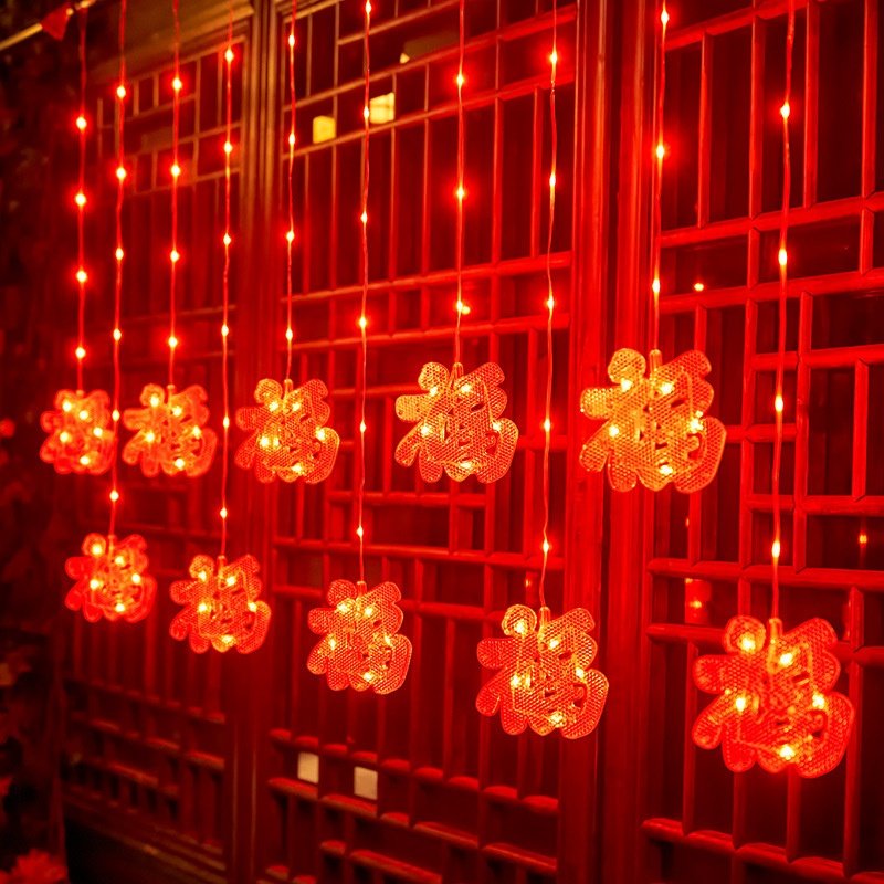 春节装饰新年布置红灯笼灯串户外防水庭院窗帘灯场景氛围结婚装饰,家装灯饰光源,室内LED灯带,淘宝优惠券,粉丝福利购,淘宝优惠卷