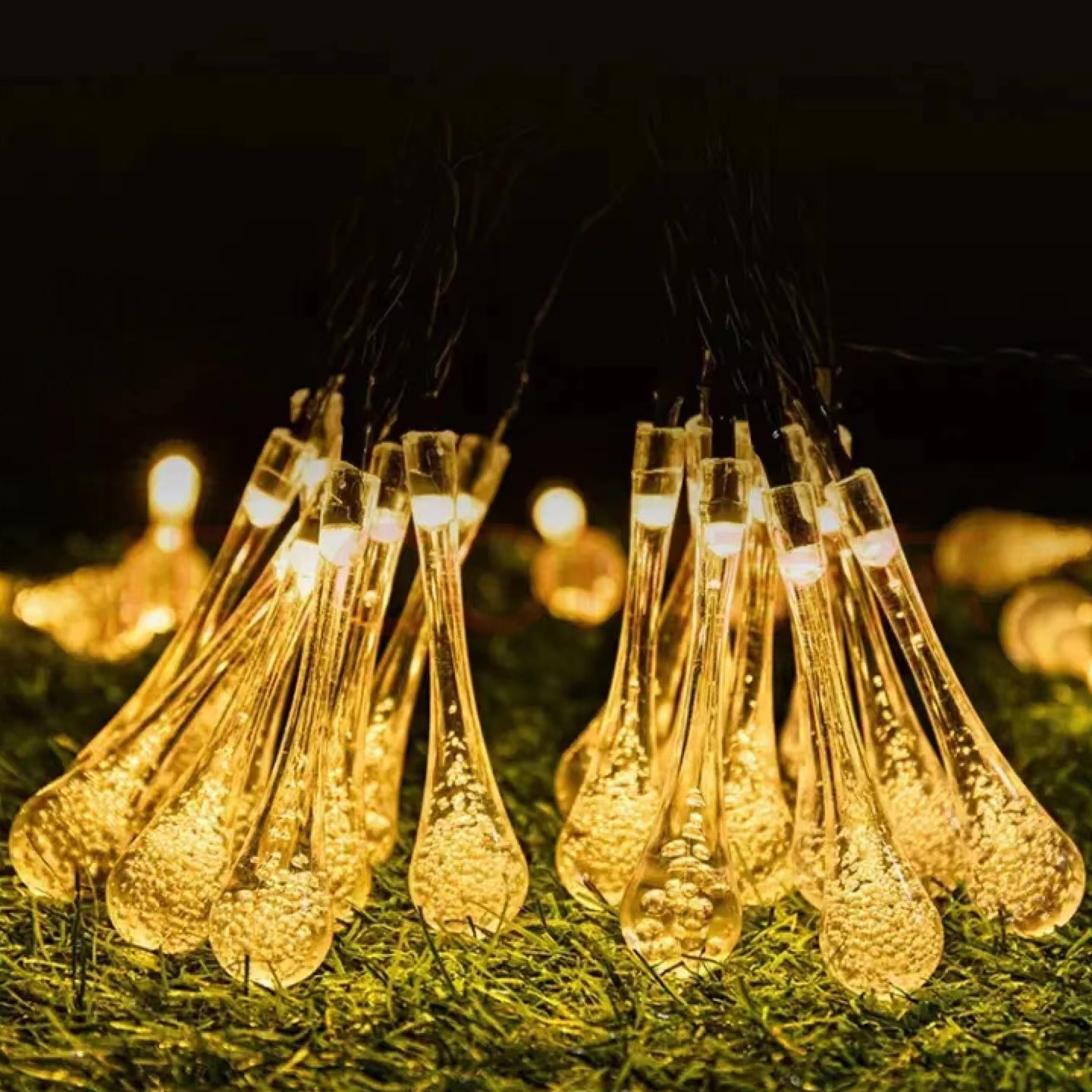 LED太阳能水滴灯串造型彩灯户外防水气泡挂灯庭院露台装饰彩灯串