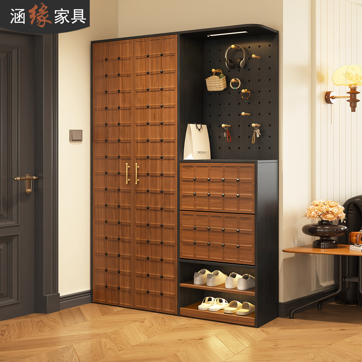 涵缘实木鞋柜家用门口玄关柜