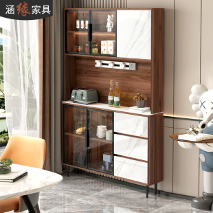 轻奢岩板超薄餐边柜窄型25cm高柜厨房置物架家用收纳酒柜7G183