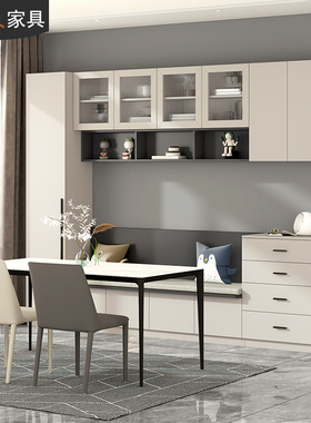 现代简约卡座餐边柜一体靠墙高柜家用小户型轻奢岩板餐桌7G168