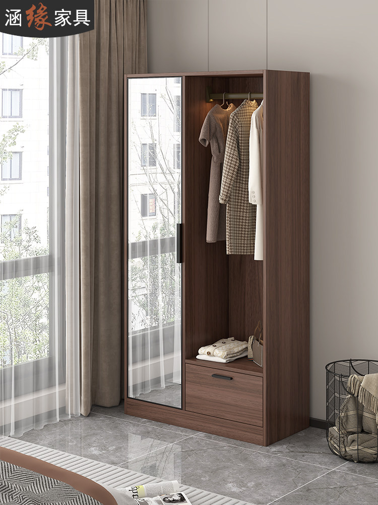 带镜衣柜现代简约角柜卧室衣柜家庭小公寓挂衣储物柜7A65,住宅家具,独立衣柜,淘宝优惠券,粉丝福利购,淘宝优惠卷