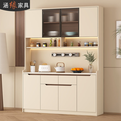 奶油风靠墙储物柜餐边柜