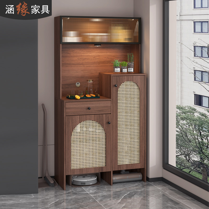 中古风仿藤编餐边柜一体靠墙扫地机器人置物架吸尘器收纳柜7J44,住宅家具,餐边柜,淘宝优惠券,粉丝福利购,淘宝优惠卷