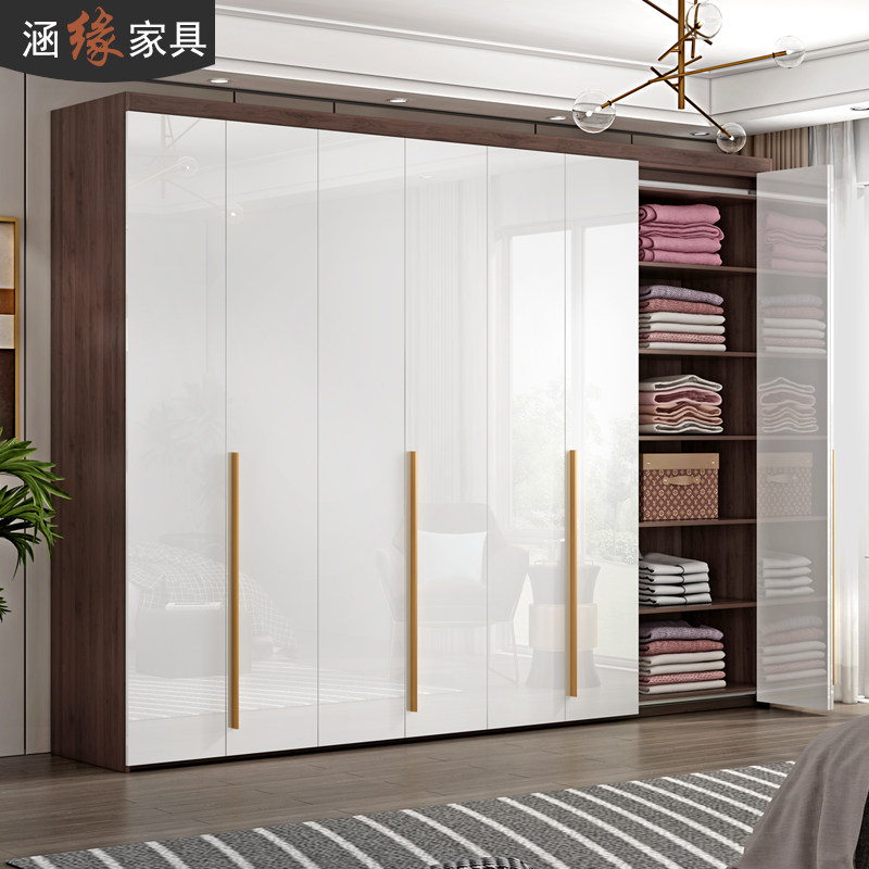 折叠高光门衣柜家用卧室大衣橱轻奢衣帽间隐形门储物收纳柜子设计