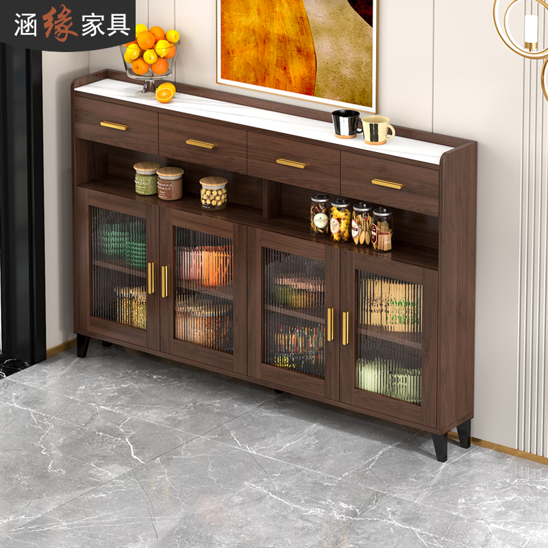 轻奢超薄岩板餐边柜20cm客厅一体