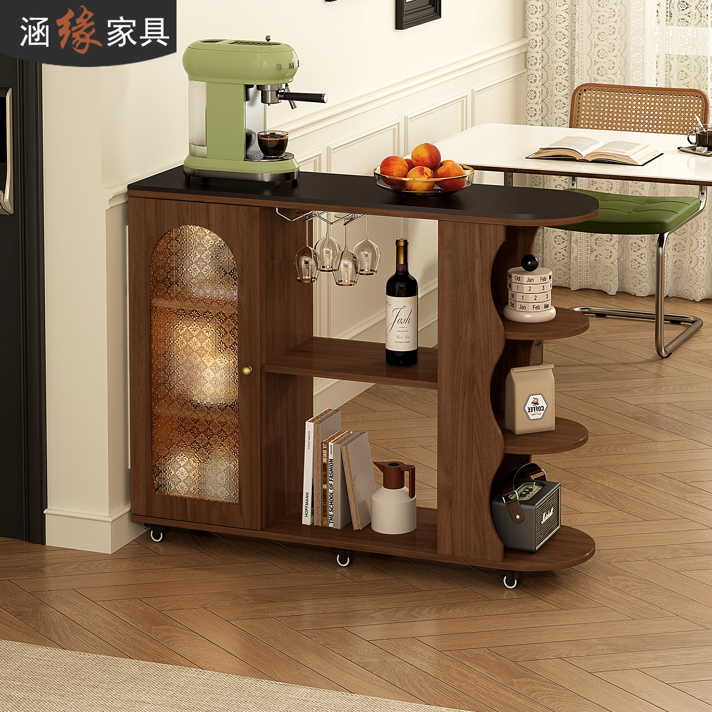 复古风岩板吧台桌长条桌客厅沙发边柜边几小户型隔断柜酒柜J72