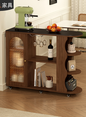 复古风岩板吧台桌长条桌客厅沙发边柜边几小户型隔断柜酒柜J72