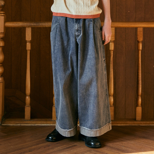 男宽松百搭直筒裤 TMACTENG 卷边慵懒阔腿牛仔裤 韩版 潮 2025年新款
