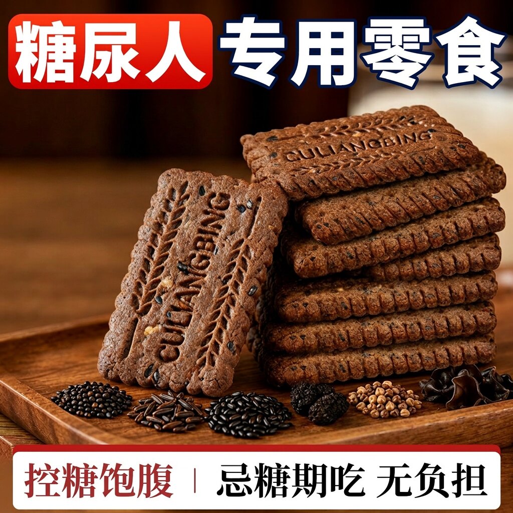 九黑藜麦谷物无蔗糖饼干高膳食纤维独立包装全麦早餐粗粮解馋零食