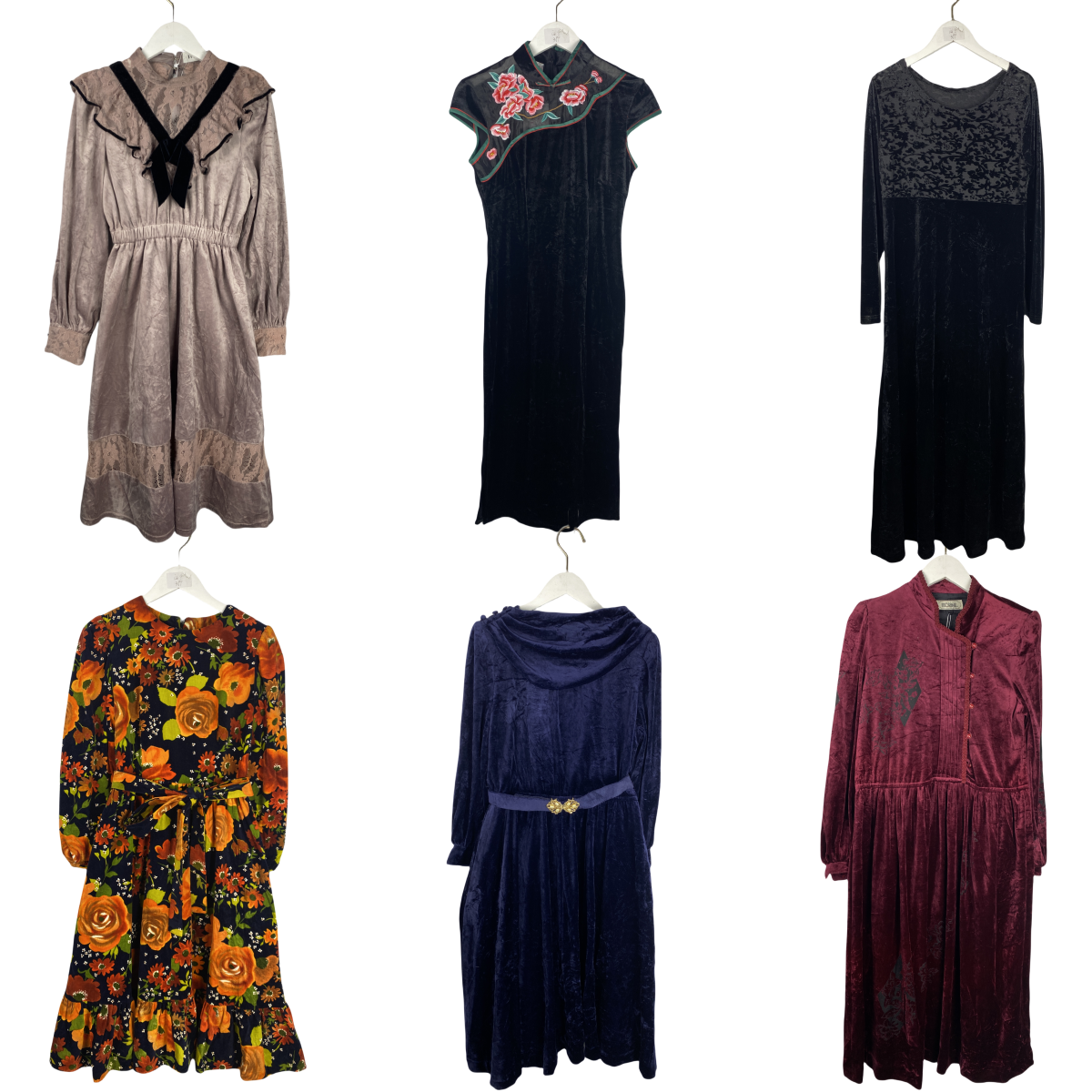 古着复古气质黑色贵妇金丝绒裙长袖冬季连衣裙法式优雅修身长裙02