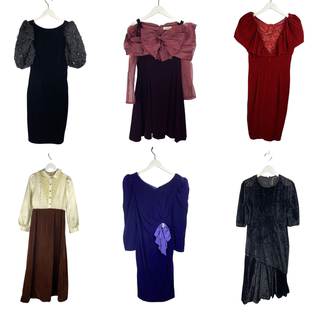 古着复古气质黑色赫本风丝绒长袖连衣裙法式高级感优雅修身长裙01