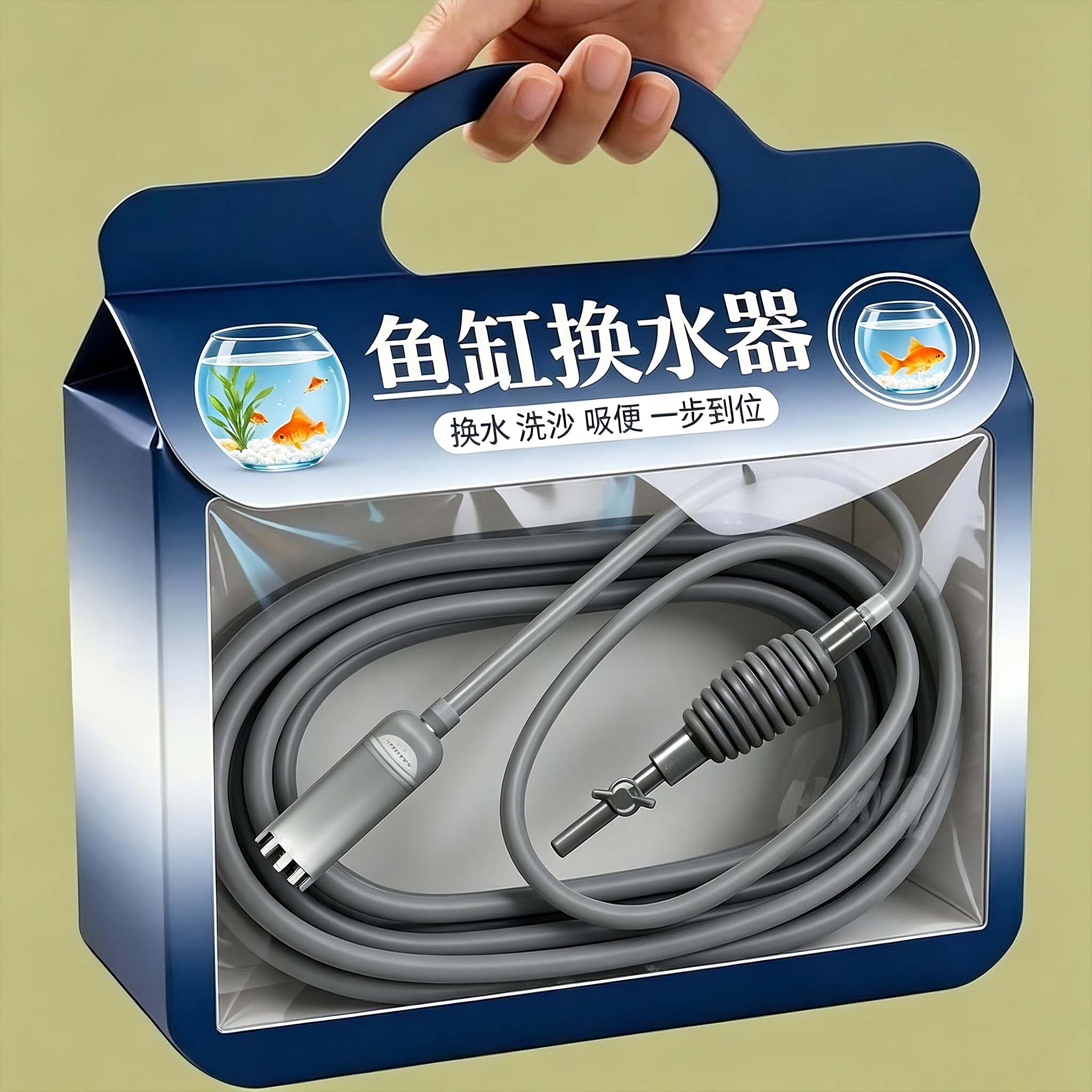 鱼缸换水器吸鱼便吸粪洗沙器清理神器手动吸水器软管清洁工具专用