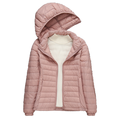 时尚修身短款轻薄羽绒服连帽